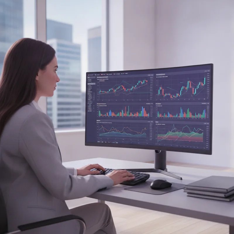 Focused investor reviewing a portfolio strategy on screen